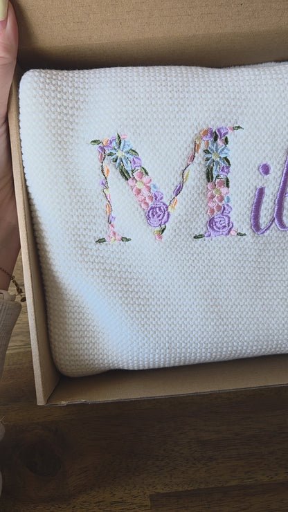 White knit baby blanket